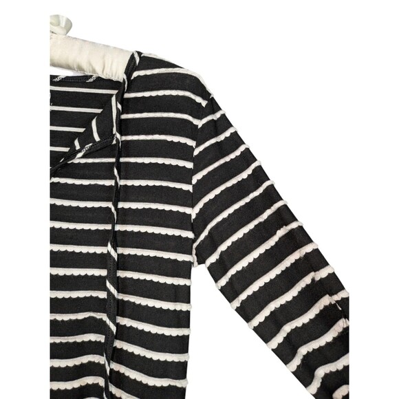 Balance Collection Sz S Women's Black Striped Tie Neck 3/4 Sleeve Swim Cover Up - Picture 4 of 7